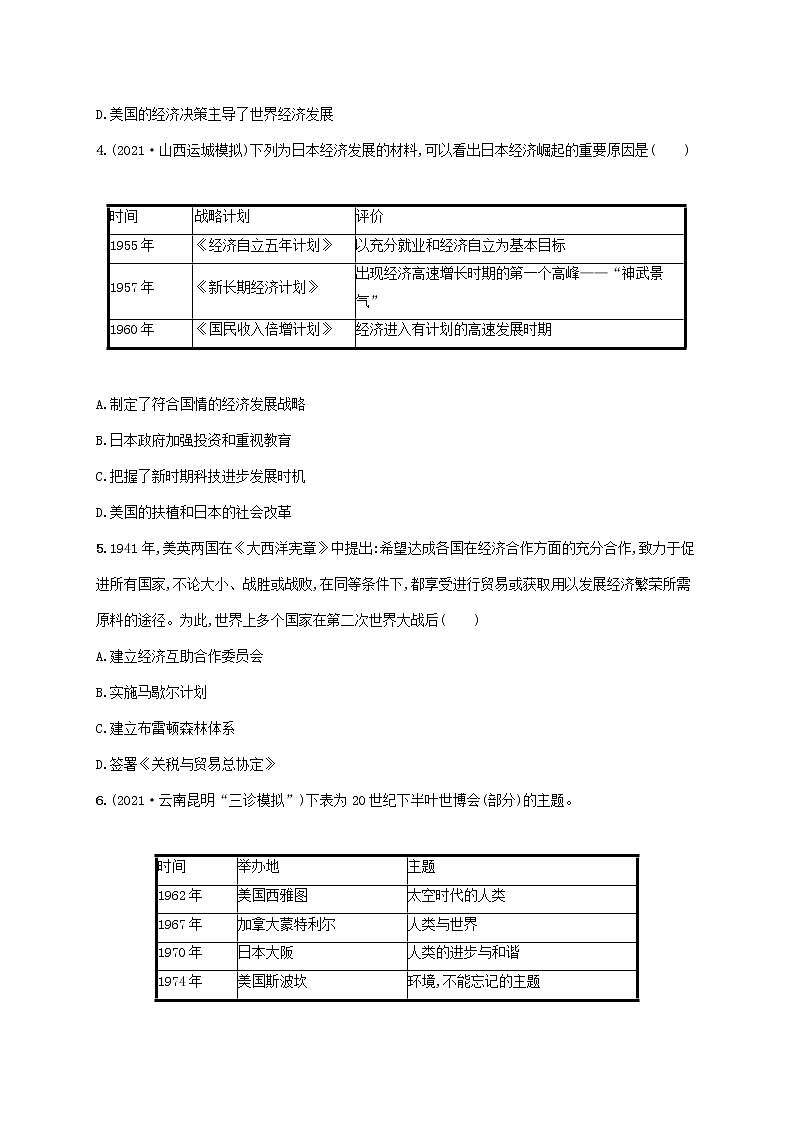 2023年高考历史一轮复习专题检测十一当今世界经济的全球化趋势含解析人民版02