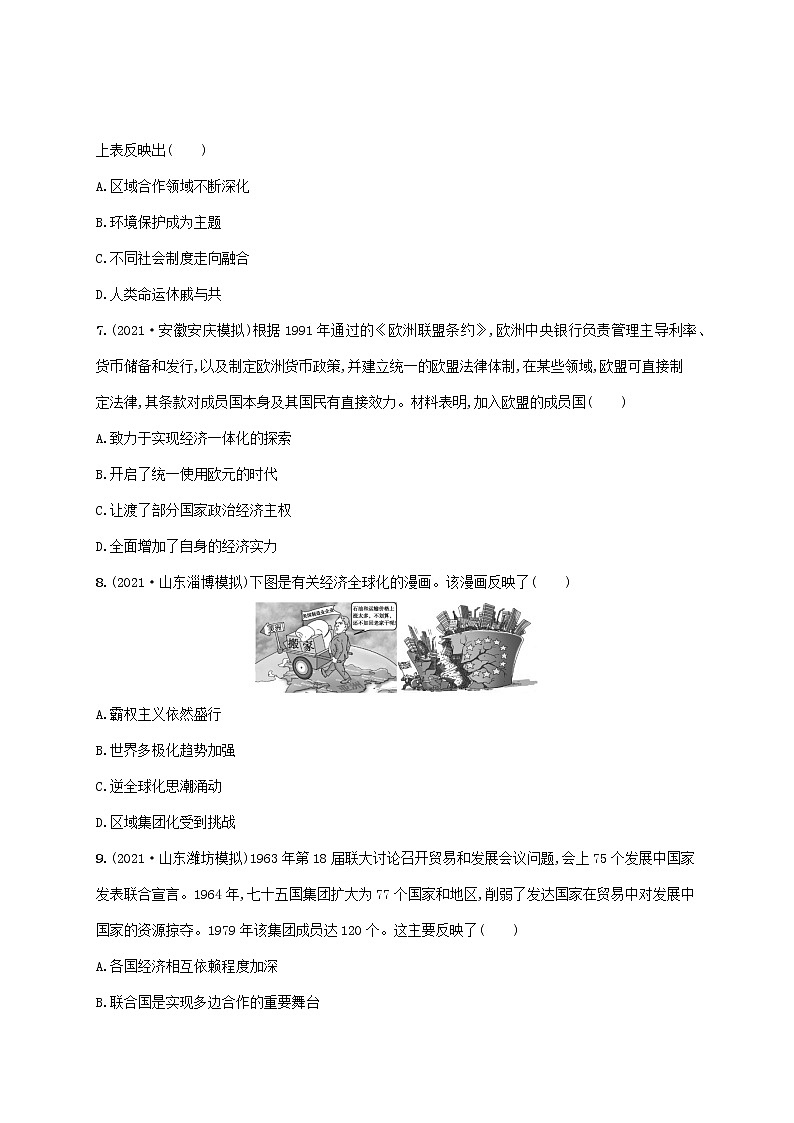 2023年高考历史一轮复习专题检测十一当今世界经济的全球化趋势含解析人民版03