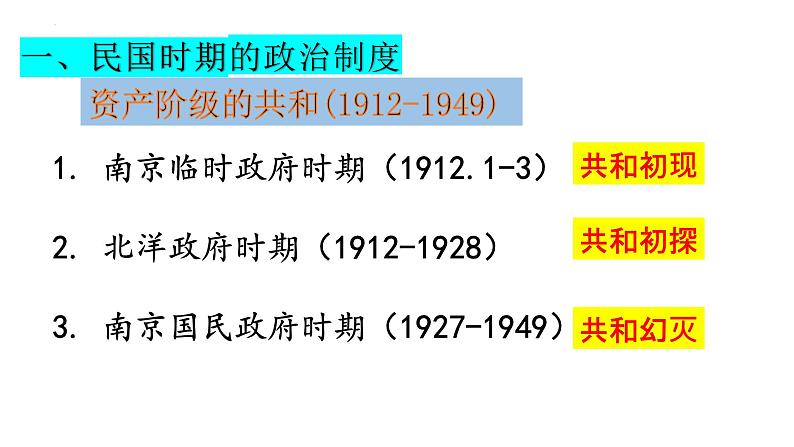 2021-2022学年高中历史统编版（2019）选择性必修1第3课中国近代至当代政治制度的演变  课件03