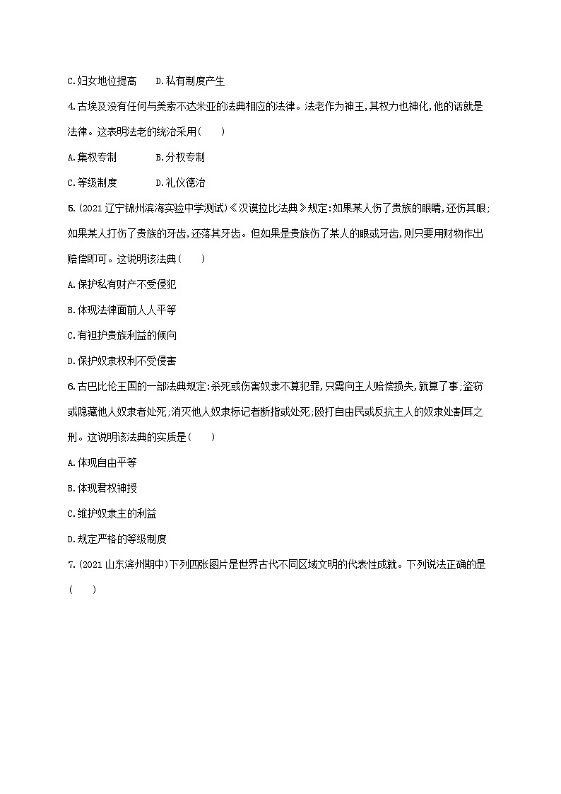 2023年新教材高考历史一轮复习课时规范练22古代文明的产生与发展含解析通史版02