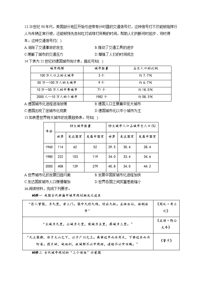 【新教材】2023届高考历史一轮复习经济与社会生活能力专练（4）村落、城镇与居住环境03