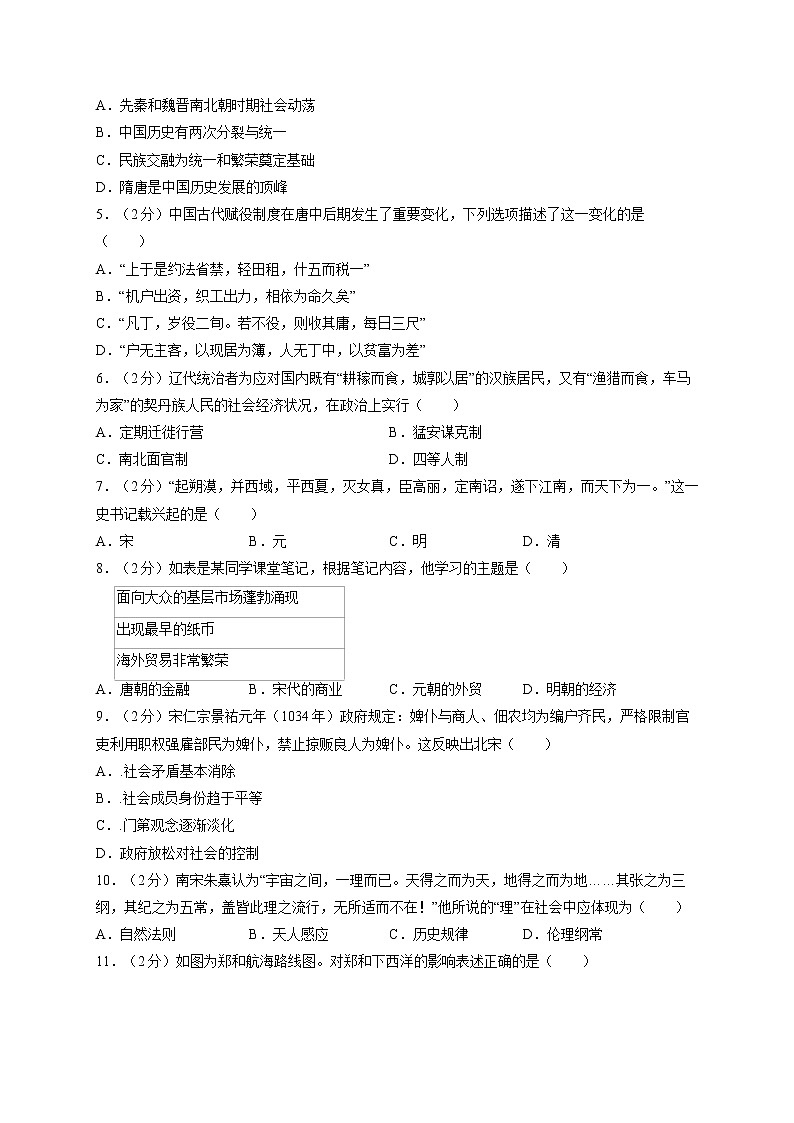 北京市中国人民大学附属中学2021-2022学年高一上学期期末历史试卷第2页