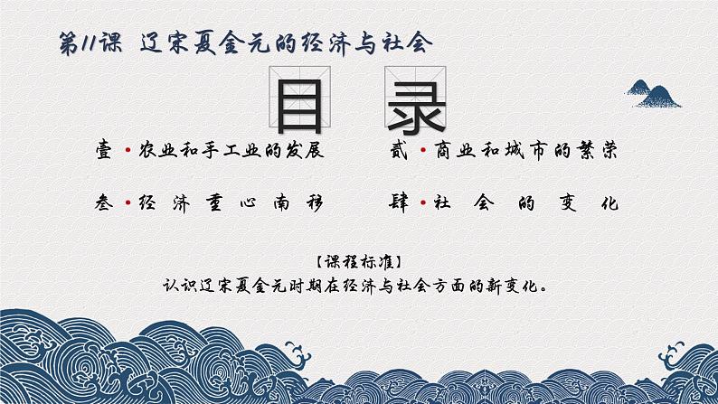 第11课 辽宋夏金元的经济与社会课件--高中历史统编版（2019）必修中外历史纲要上册第1页