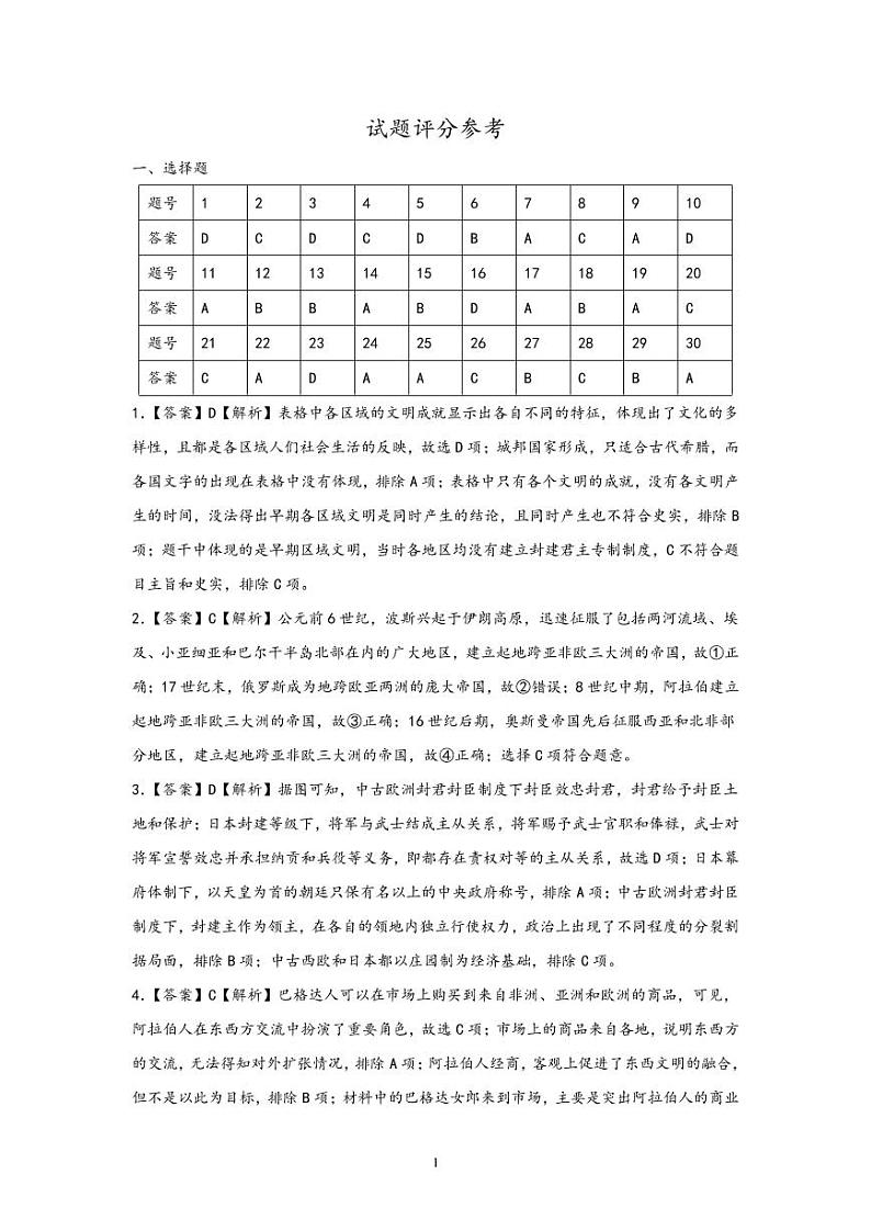 辽宁省营口市普通高中2021—2022学年高一下学期期末考试历史试题01