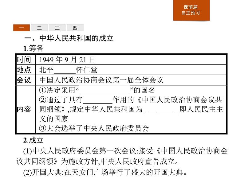 人教版高中历史必修中外历史纲要上第26课中华人民共和国成立和向社会主义的过渡课件第3页