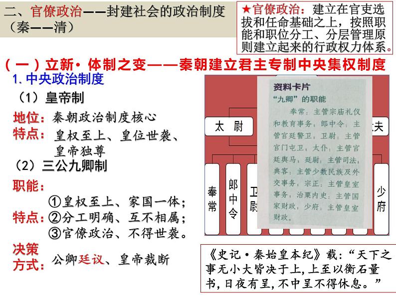 2021-2022学年高中历史统编版（2019）选择性必修一第1课 中国古代政治制度的形成与发展 课件第7页