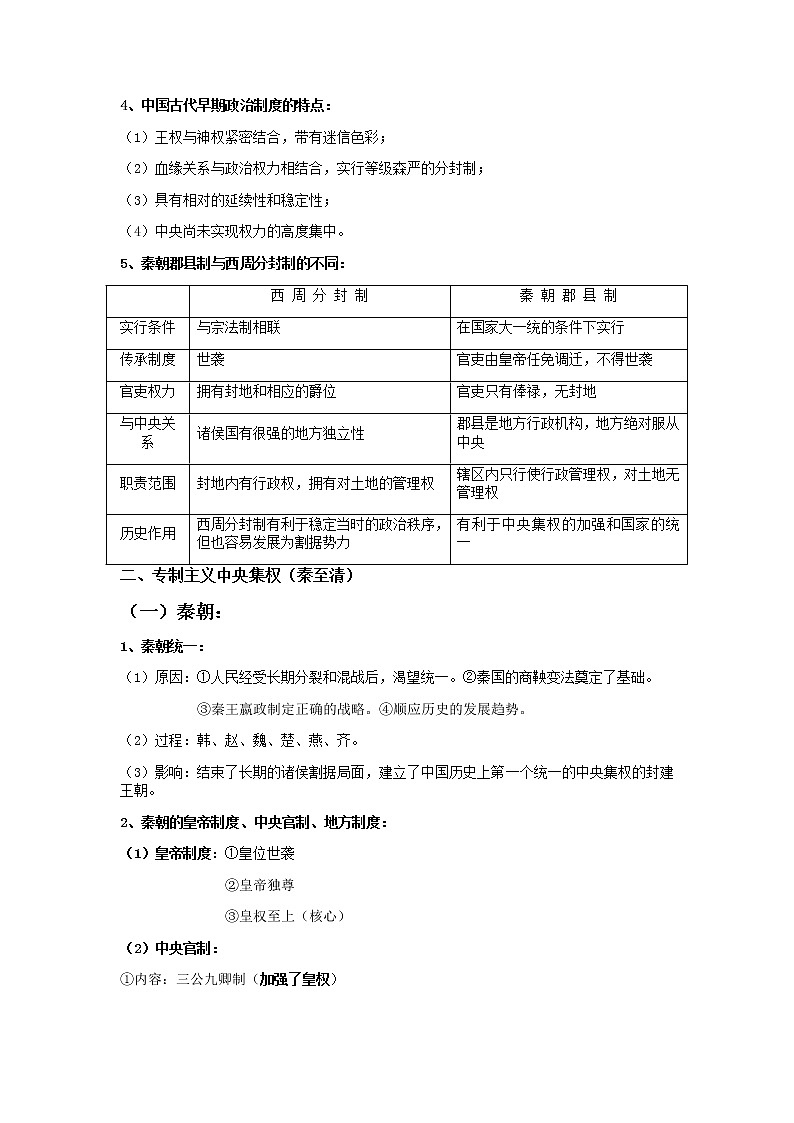 第一单元 古代中国的政治制度、第二单元古代希腊罗马的政治制度 知识梳理--高考历史一轮复习第3页