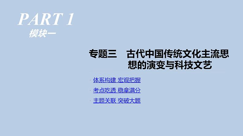 人教版高考历史二轮复习专题3-古代中国传统文化主流思想的演变与科技文艺课件01