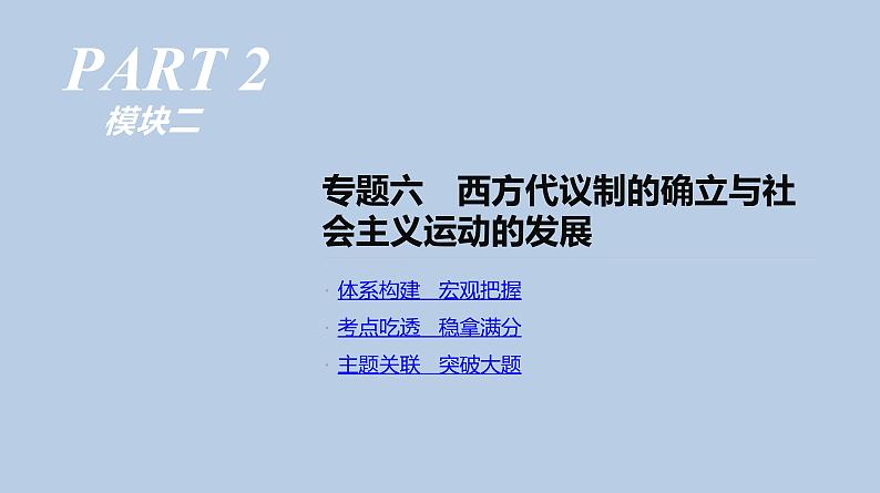 人教版高考历史二轮复习专题6-西方代议制的确立与社会主义运动的发展课件01