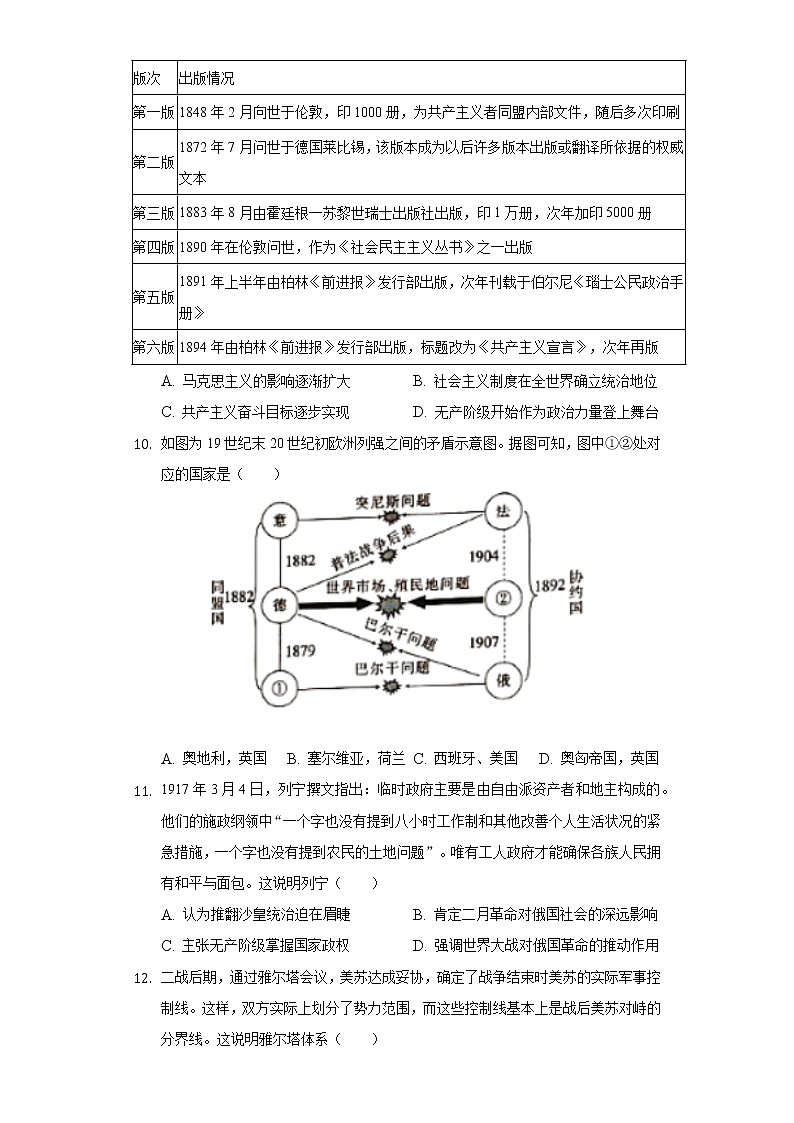 2021-2022学年河北省承德市高一（下）期末历史试卷（Word解析版）第3页