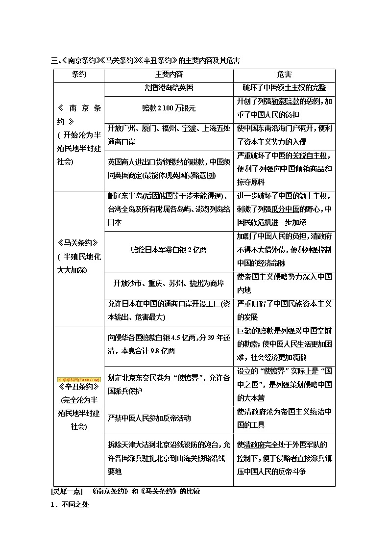 人教版高中历史二次选考专题5第9讲列强入侵与中国军民维护国家主权的斗争学案含答案第3页