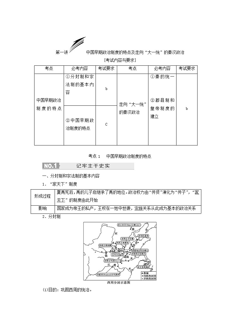 人教版高中历史二次选考专题1第1讲中国早期政治制度的特点及走向“大一统”的秦汉政治学案含答案02