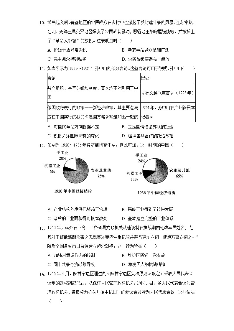 2021-2022学年河南省豫南名校高二（下）期末历史试卷（含解析）03