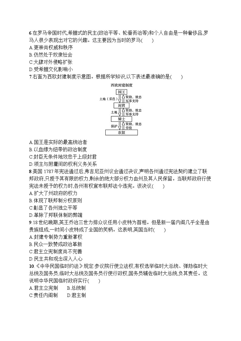 2022-2023学年统编版（2019）高中历史选择性必修1第一单元 政治制度单元测评卷第2页