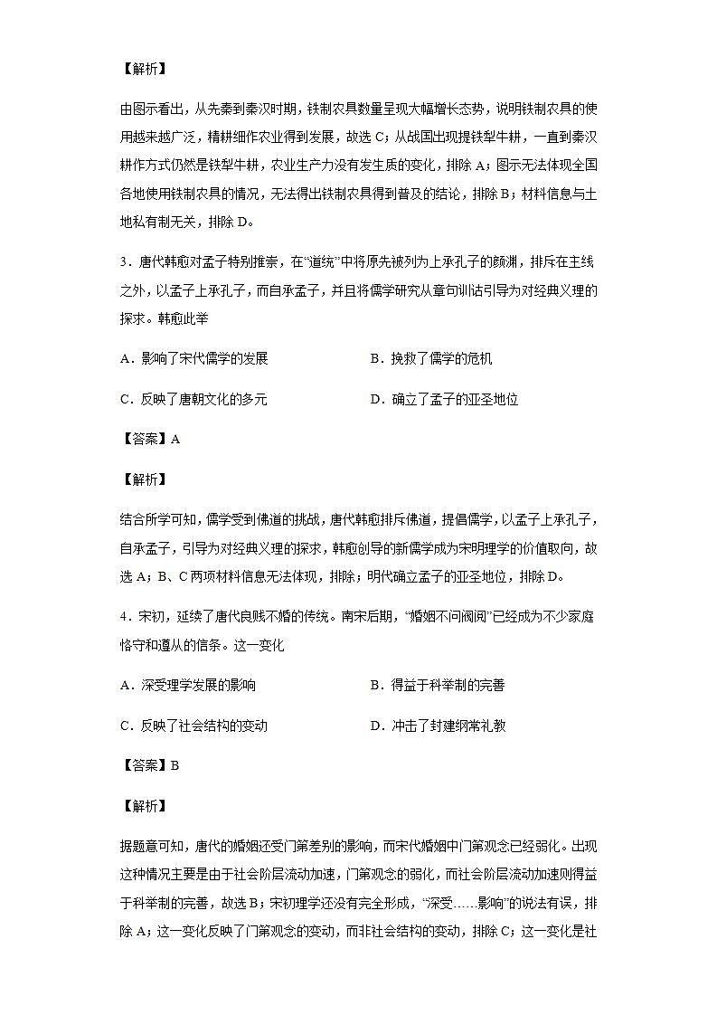 2021届山东省济南市山东省实验中学高三一模历史试题含解析02