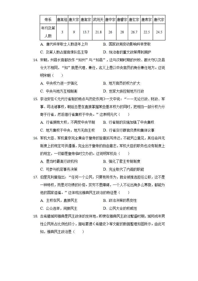 2021-2022学年甘肃省庆阳市华池一中高二（下）期末历史试卷（含解析）第3页
