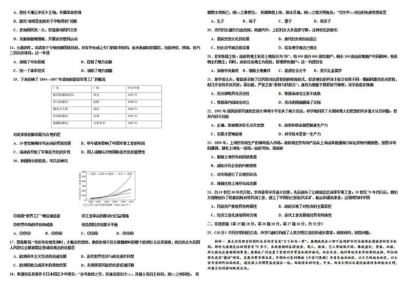 安徽省合肥市第一中学、第六中学2021-2022学年高一下学期期末考试历史试题02