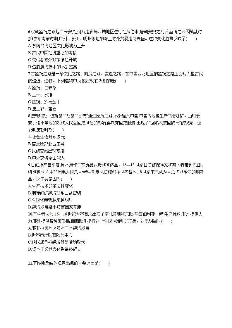 2021-2022学年统编版（2019）高中历史选择性必修3 第四单元 商路、贸易与文化交流 同步练习第2页