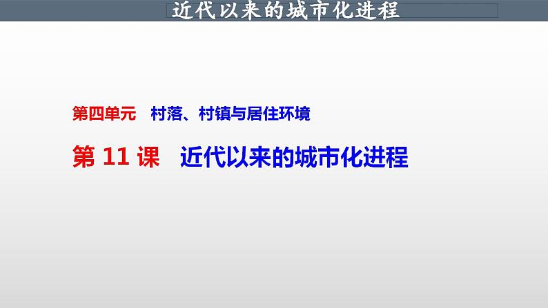 2021-2022学年高中历史统编版（2019）选择性必修二第11课 近代以来的城市化进程 课件01