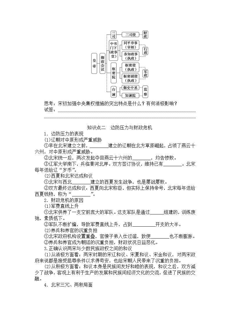 2022-2023学年高中历史统编版（2019）必修中外历史纲要上册第9课 两宋的政治和军事 同步导学案02