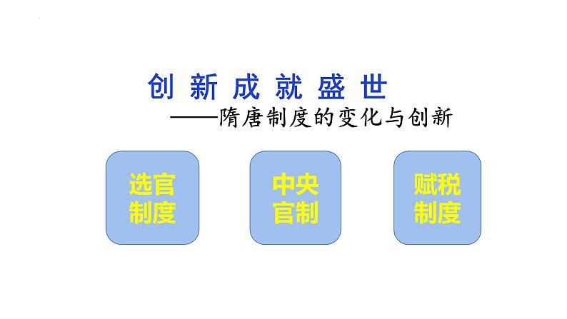 2022-2023学年统编版（2019）高中历史必修中外历史纲要上册第7课 隋唐制度的变化与创新 课件（19张）第1页