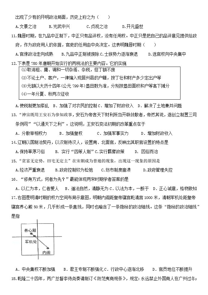 黑龙江省饶河县高级中学2021-2022学年高一上学期期末考试历史试题02