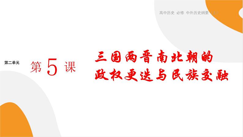 配套新教材高中历史必修上 2.5《三国两晋南北朝的政权更迭与民族交融》课件PPT第1页
