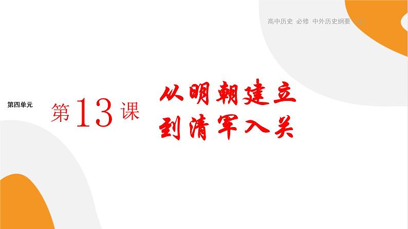 配套新教材高中历史必修上 4.13《从明朝建立到清军入关》课件PPT01