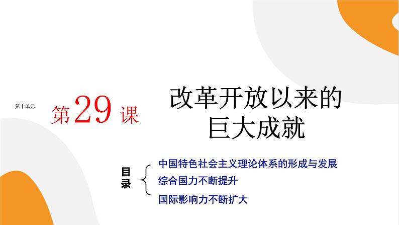 配套新教材高中历史必修上 10.29《改革开放以来的巨大成就》课件PPT第1页