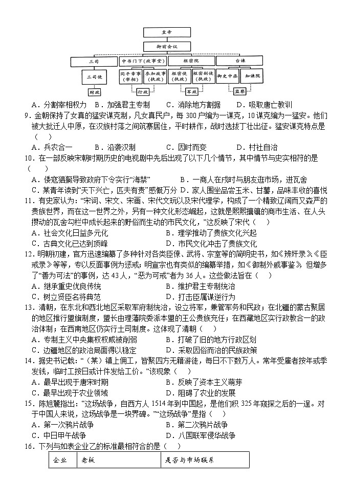 福建省龙岩第一中学2022-2023学年高一上学期开学考试历史试题第2页