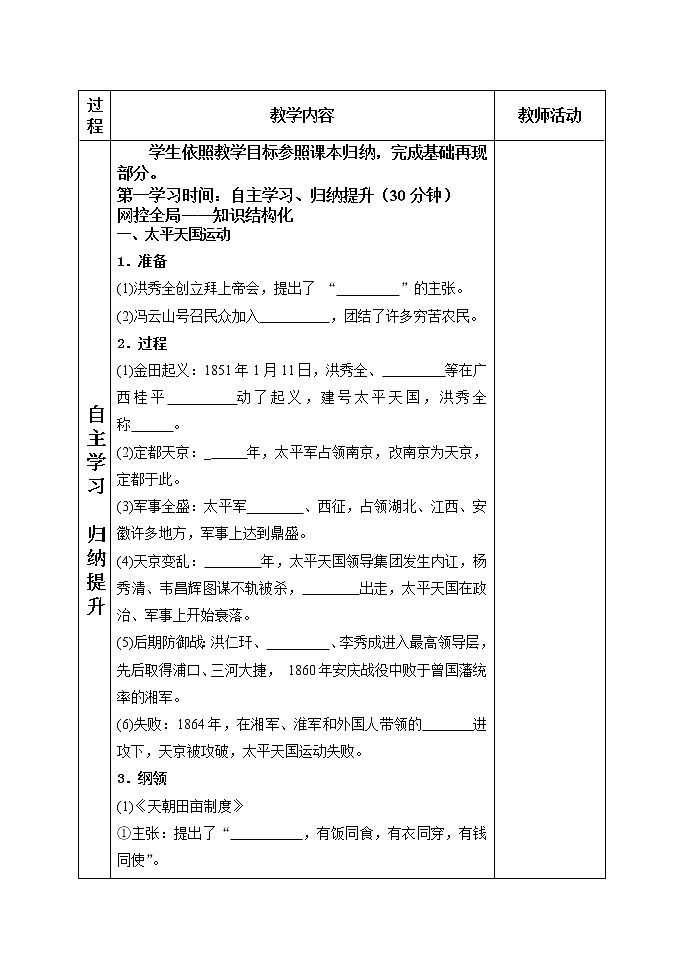 高中历史必修上 《第17课 国家出路的探索与列强侵略的加剧》集体备课教案教学设计第2页