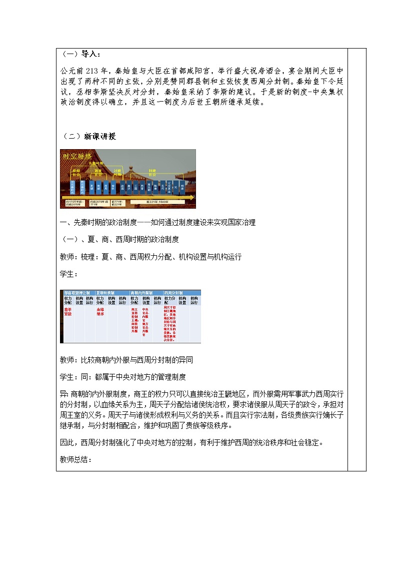 2021-2022学年高中历史统编版2019选择性必修1第1课  中国古代政治制度的形成与发展 教案02