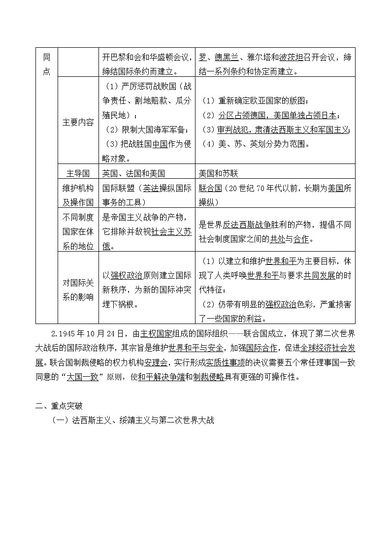 高中历史必修下 (学案)第二次世界大战与战后国际秩序的形成第3页