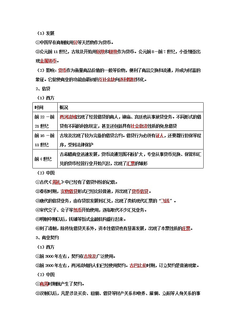 高中历史选修二 第7课 古代的商业贸易  学案（含答案）第3页