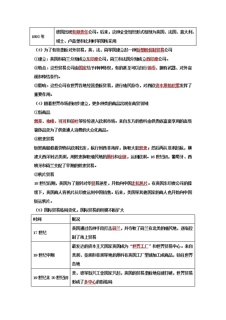 高中历史选修二 第8课 世界市场与商业贸易  学案（含答案）第3页