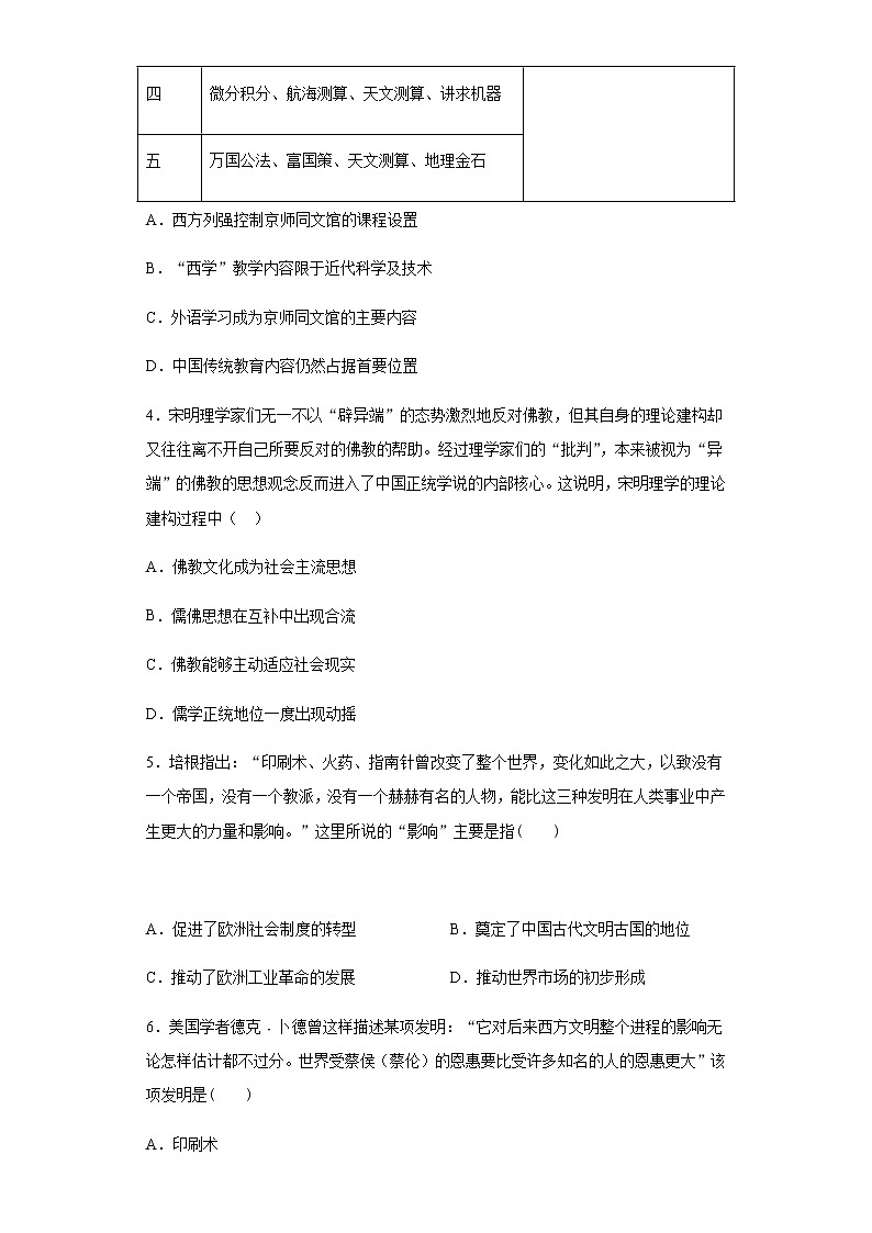 高中历史选修三 第一单元第2课中华文化的世界意义限时训练02
