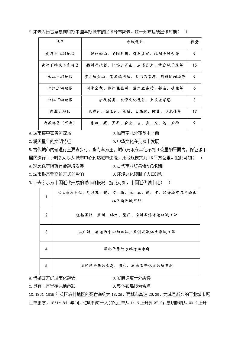 2022-2023学年统编版（2019）选择性必修2第四单元 村落、城镇与居住环境 A卷 基础夯实第2页