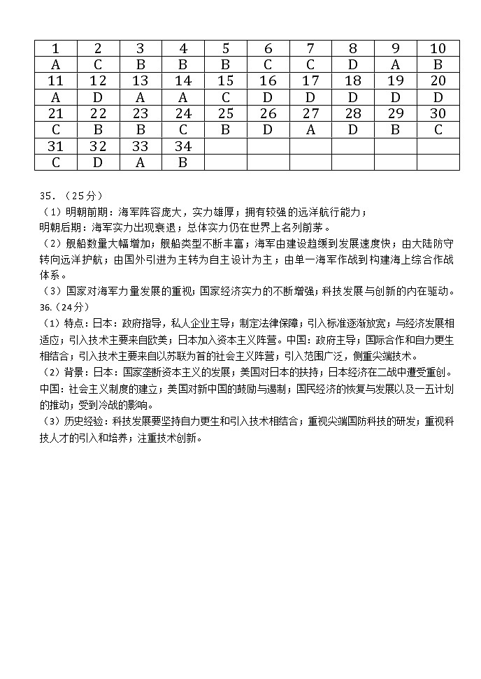 黑龙江省七台河市勃利县高级中学2022-2023学年高三上学期开学考试历史试题01