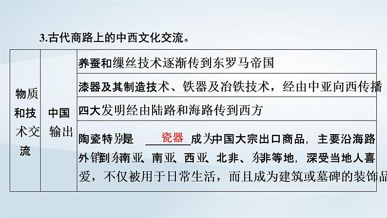 2023版新教材高考历史一轮总复习第十九单元第50讲商路贸易与文化交流课件07