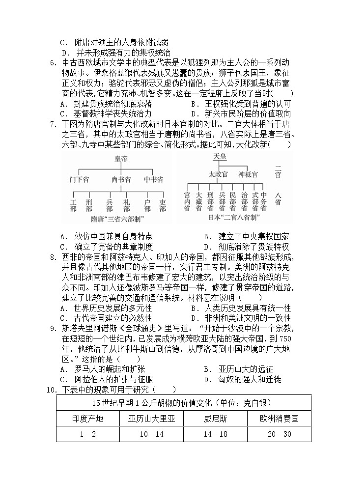 福建省福州市四校联盟2021-2022学年高一下学期期末联考历史试题第2页