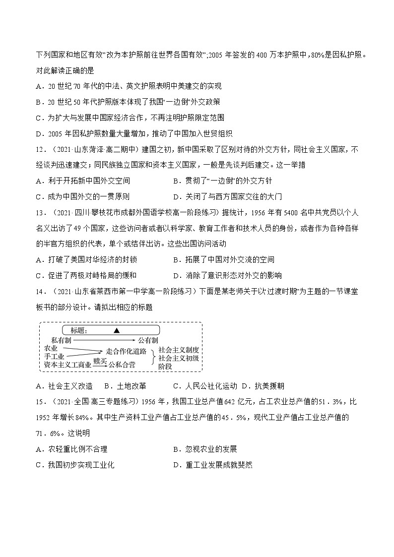 第26课+中华人民共和国成立和向社会主义过渡（解析版）-【必刷题】2022-2023学年高一历史同步练习（中外历史纲要上）.103