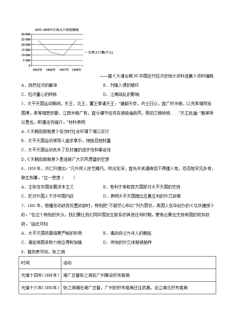 第17课 国家出路的探索与列强侵略的加剧-2022-2023学年高一中外历史纲要上册课后培优练（统编版）第2页
