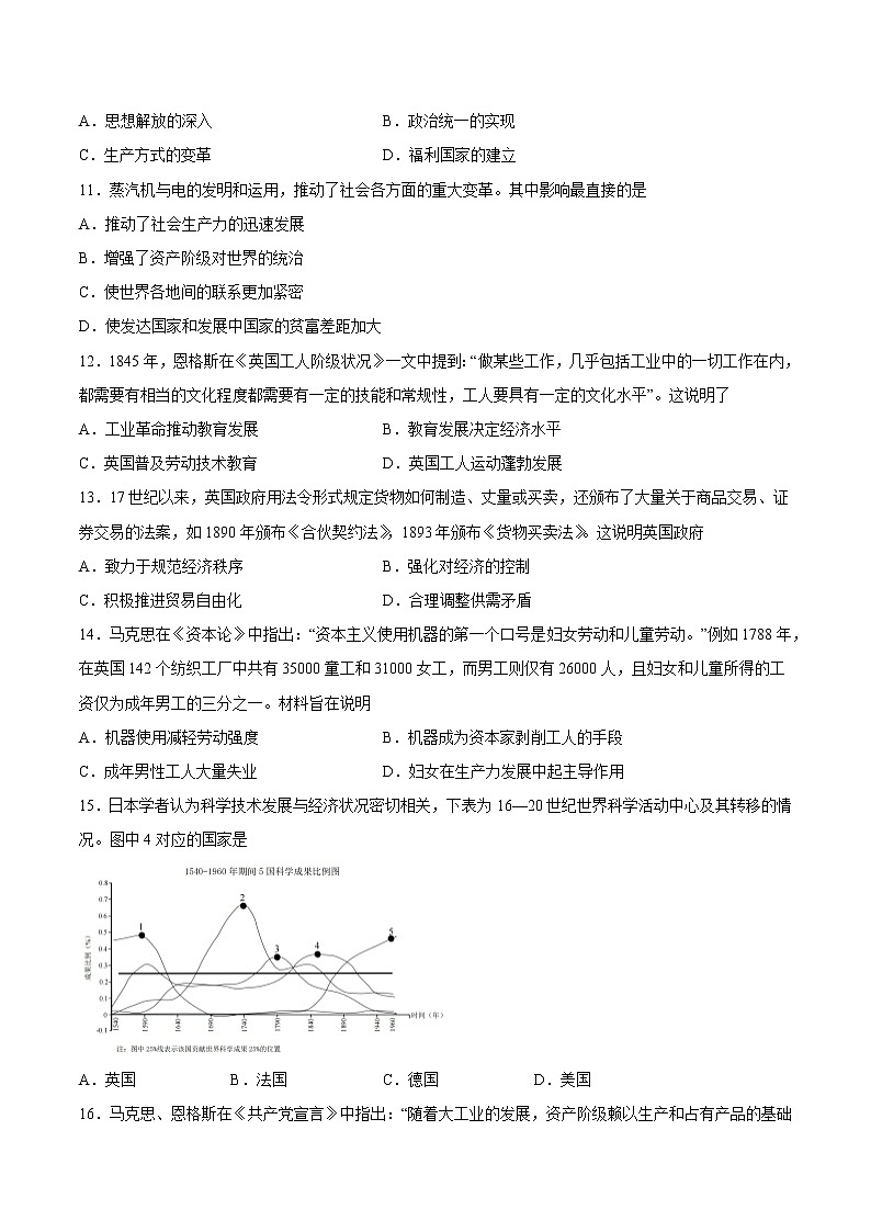 第五单元 工业革命和马克思主义的诞生（B卷·提升能力）-2022-2023学年高一历史同步单元AB卷（中外历史纲要下）03