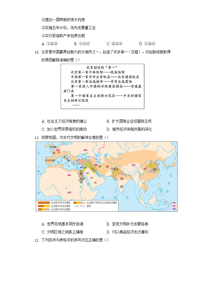 2021-2022学年北京市朝阳区高一（下）期末历史试卷（含解析）03