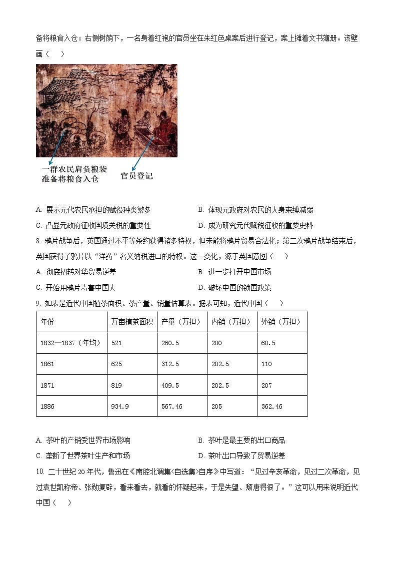 贵州省贵阳市2023届高三8月摸底考试历史试题（原卷版）第2页