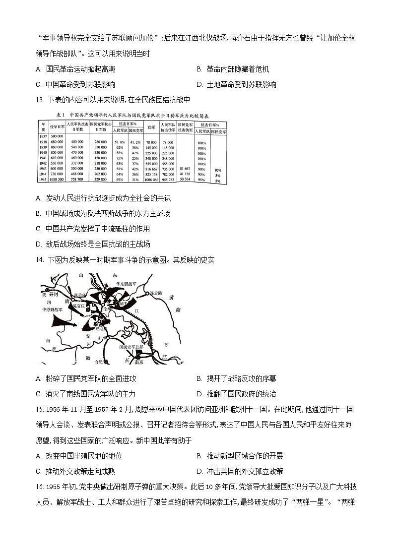 2023河南省TOP二十名校高三9月摸底考试历史试题含答案03