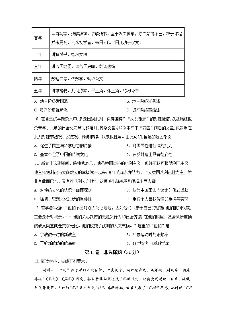 2021-2022学年四川省泸县第一中学高二下学期开学考试历史试题含答案03
