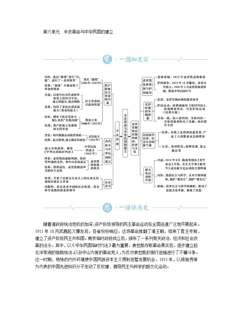 统编人教版高中历史中外历史纲要上册第六单元辛亥革命与中华民国的建立导学案+课件01