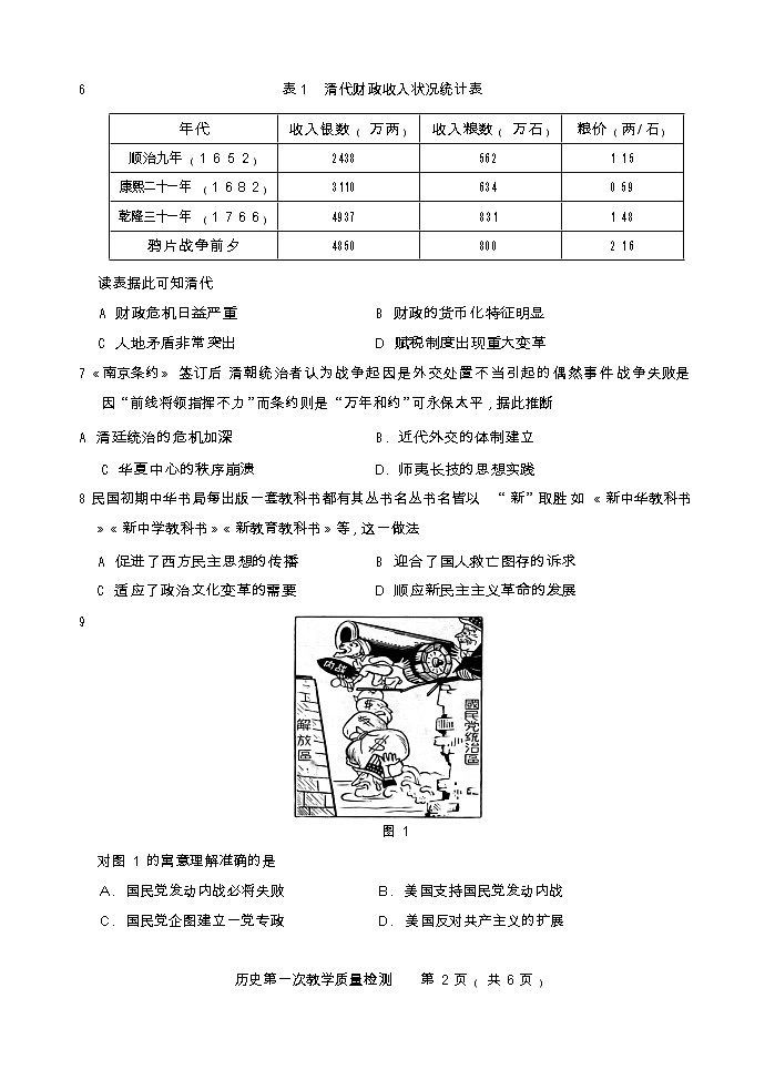2023届福建省漳州市高三上学期第一次教学质量检测历史试题第2页