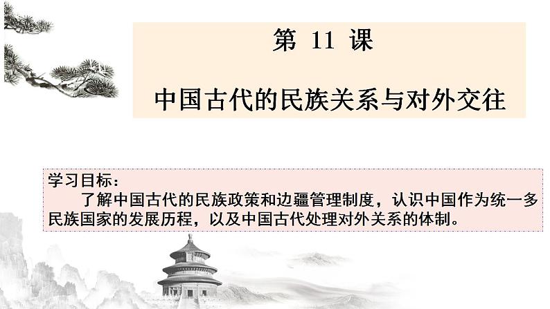 2021-2022学年高中历史统编版（2019）选择性必修1第11课 中国古代的民族关系与对外交往 课件01